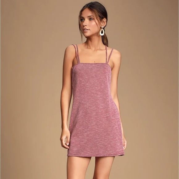 Lulus Dresses & Skirts - Lulus Aberdeen Washed Burgundy Ribbed Strappy Sheath Dress size medium